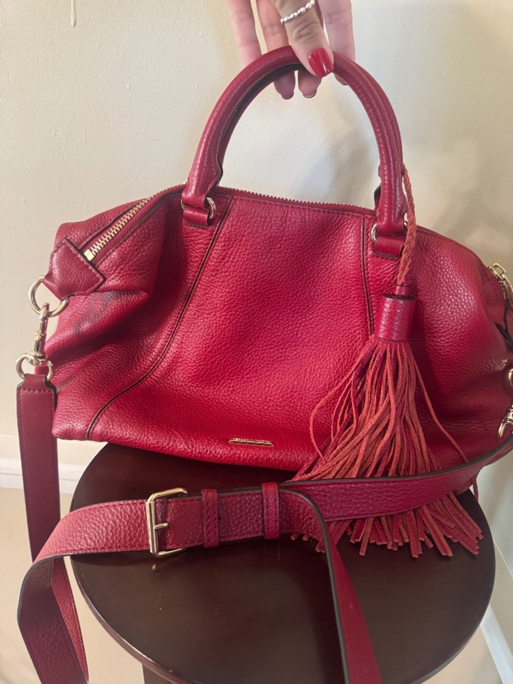 GORGEOUS! Rebecca Minkoff Red Pebbled Leather Tassel Satchel
